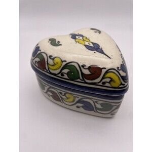 Fes Naji Moroccan Trinket Tray Dish Art Pottery Ceramic Handmade 7.5" Two Sided